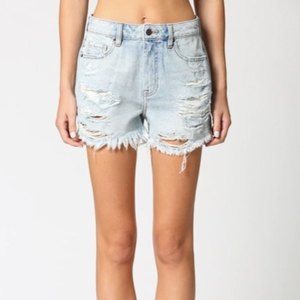 Hidden Sofie Light Wash Distressed High Rise Shorts Size S